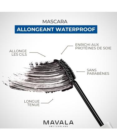 Mavala - Mascara Effet Allongeant Waterproof - Maquillage Soin des Cils aux Prot ines de Soie Longue Dur e - Test sous Contr le Ophtalmologique - 01 Noir - 10ml Noir 10 ml (Lot de 1) - Buy Online on GoSupps.com