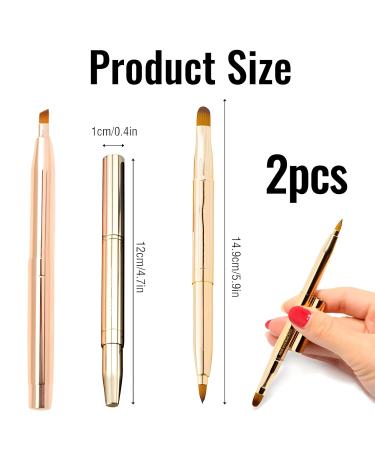 Double Lip Brush & Eyeliner Brush Set | Retractable Gold Makeup Brushes for Lips & Eyes - Buy Online on GoSupps.com