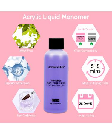 Lavender Violets Acrylic Nail Kit for Beginners - 12 Colors Powder with Clear Pink White EMA Monomer Liquid, Nail Brush, Forms Tips for Extension - Buy Online on GoSupps.com