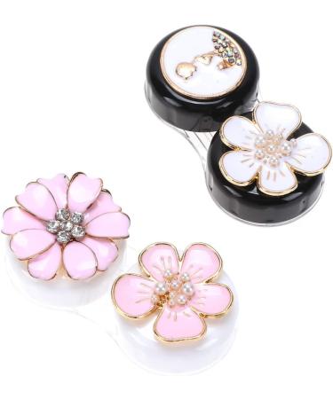 ARTIBETTER 2 Pairs Contact Lens Box Kit | Rhinestone Flower Pattern Travel Case | Portable Storage for Lenses - Buy Online on GoSupps.com