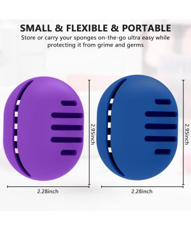 Fauxomor 2-Pack Silicone Make-up Sponge Holder | Breathable Travel Bag for All Sizes | Sustainable & Portable Cosmetic Tool - Blue & Purple - Buy Online on GoSupps.com