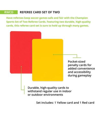 Champion Sports Referee Cards - Red and Yellow Cards Set - Buy Online on GoSupps.com