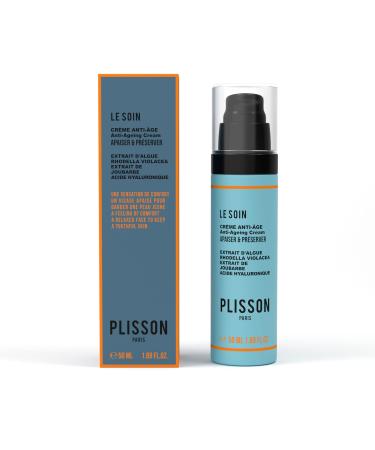 PLISSON Plisson - Men's Anti-Aging Face Cream - Enriched with Natural Hyaluronic Acid - 99% Naturally Derived Ingredients Rhodella Violacea Algae and Houseleek - Made in France - 50 ml