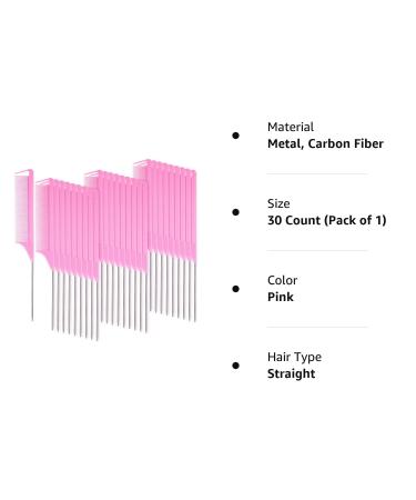 30-Piece Pink Parting Comb Set for Braids Hair - Heat Resistant Teasing Combs with Stainless Steel Pintail - Buy Online on GoSupps.com