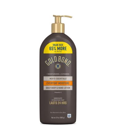 GOLD BOND Men's Essentials Everyday Moisture Daily Body & Hand Lotion with Vitamin C Formulated for Men's Dry Skin Value Size 24 oz. 24 Fl Oz (Pack of 1)