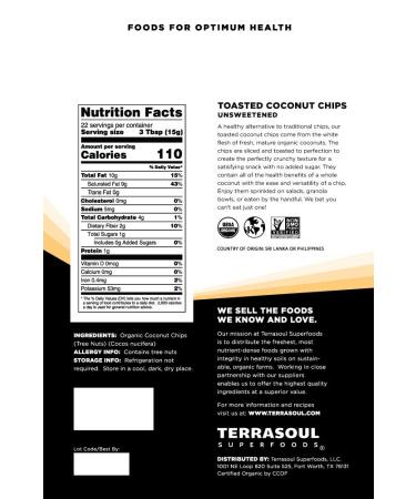 Terrasoul Superfoods Organic Toasted Coconut Chips 1.5 Lbs - Unsweetened & Unsalted - Perfectly Toasted 12 Ounce (Pack of 2) - Buy Online on GoSupps.com