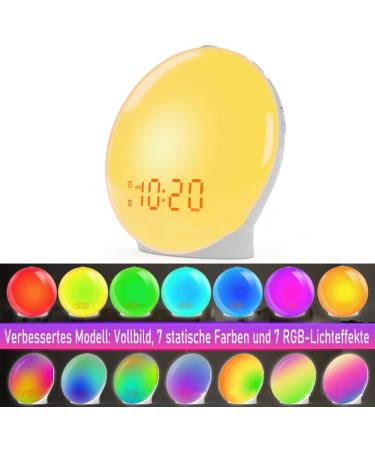 Buy Sunrise Alarm Clock | Light Alarm Clock with Snooze & Dual Alarms | 10 Natural Sounds & 7-Color Atmosphere Lamp - International Shipping - Buy Online on GoSupps.com