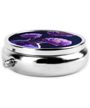 Purple Beauty Butterfly Mini Round Pill Box - 3 Compartment Travel Organizer for Medicine | Portable Pill Case for Home & Office - Buy Online on GoSupps.com