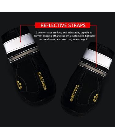 QUMY Dog Shoes for Large Dog Medium Dogs Boots & Paw Protectors for Winter Snowy Day Summer Hot Pavement Waterproof in Rainy Weather Outdoor Walking Indoor Hardfloors Anti Slip Sole Black Size 6 Size 6: (W*L) 2.6x3.0 inch (Pack of 4) Black - Buy Online on GoSupps.com