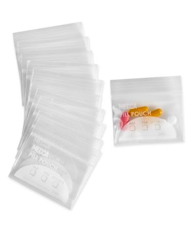 Extra-Thick Pill Pouch Bags - (Pack of 100) 3" x 2" 8 Mil - BPA Free Poly Bag Disposable Zipper Pills Baggies Daily AM PM Travel Medicine Organizer Storage Pouches Clear Reusable w/Write-on Labels