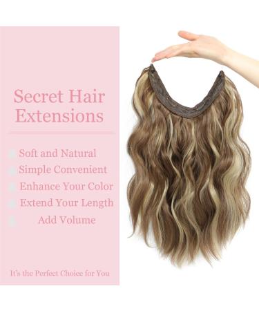 Invisible 12 Brown with Golden Highlights Synthetic Hair Extension - Wavy Pieces for Women - Buy Online on GoSupps.com