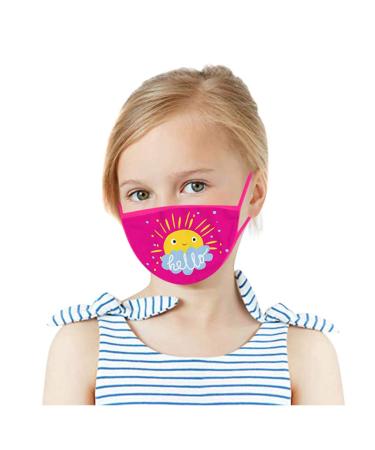 Yliquor 1PC Printed Cotton Facial Covering Washable Face Protection Breathable Cute Cartoon Face Bandanas Anti-Haze Dustproof for Kids (1 PC L)