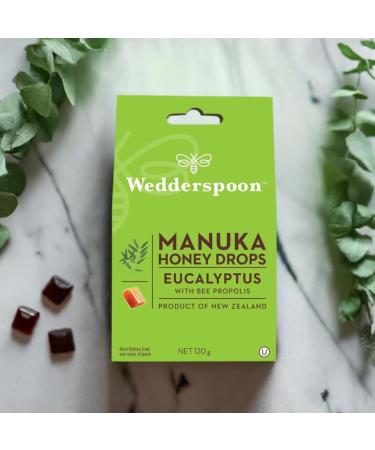  Wedderspoon Wedderspoon Manuka Honey Eucalyptus & Propolis Drops - 100% Natural Ingredients Slow Dissolving Formula 16% Manuka Honey Eucalyptus Oil & Menthol Crystals Kosher  - Buy Online on GoSupps.com