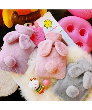 Hot Water Bottle with Rabbit Ear Cover - Light Grey Hand Warmer & Household Essential | Buy Now! - Buy Online on GoSupps.com