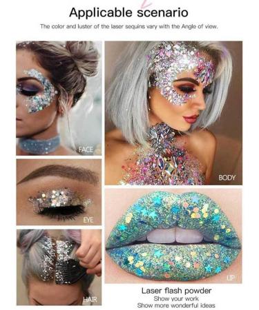 Knadgbft Eye Glitter Eyeshadow Hair Glitter Gel Long Lasting Sparkling Sequins Festival Shinny Decoration Party 6 - Buy Online on GoSupps.com