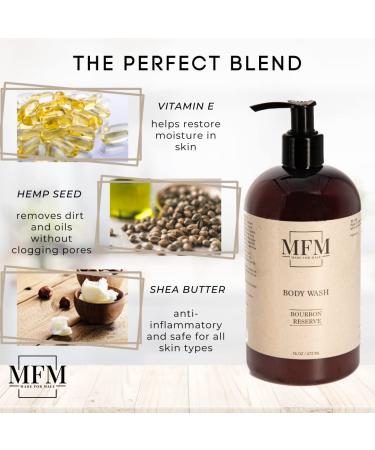Organic Men's Body Wash with Shea Butter & Hemp Oil | Paraben-Free, All Natural | Bourbon Reserve Scent | 16oz - Buy Online on GoSupps.com