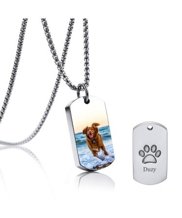 BLUE Personalized ash urn pendant necklace with photo & text Pfotenprint Memorial dog cat pet urn fire burial jewelry A1: silver (color photo + text)