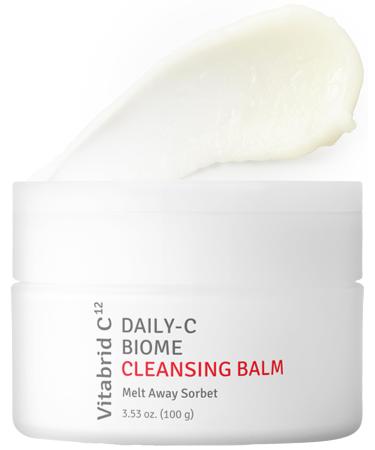 Daily-C Biome Cleansing Balm - Balm to Oil Gentle Makeup Cleanser - Hydrating & Exfoliating Antioxidant Face Cleanser with Vitamin C Cica Microbiome - Vibrant and Radiant Complextion 3.53oz.