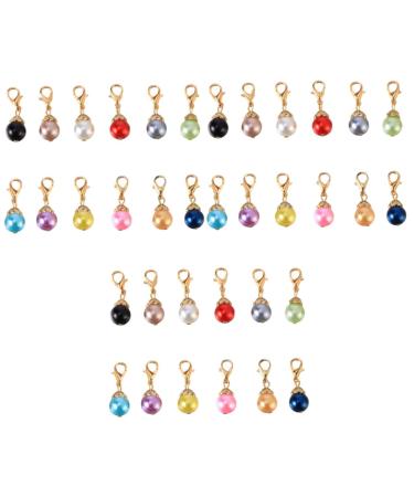 LALAFINA 60 Pcs DIY Bracelet Drop Pearls Round Ball Pendant Charms Gold Locket Pendant Accessories Set Alloy