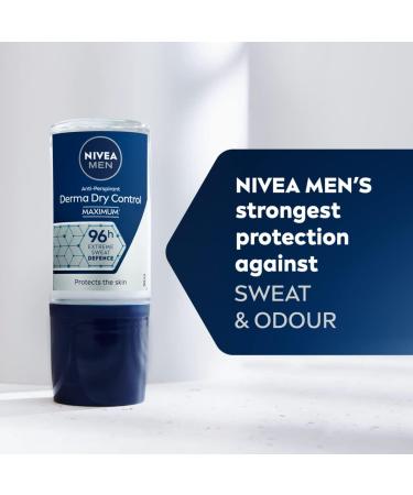 NIVEA MEN Derma Dry Control Antiperspirant 96h Deodorant Roll-On (50 ML) Strong Mens' Deodorant with Extreme Sweat and Odour Defence and Skin Protection - Buy Online on GoSupps.com
