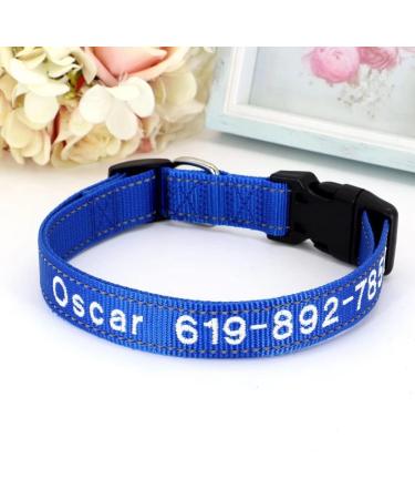 Beirui Personalised Dog Collars - Embroidered Custom Dog Collar with Name and Phone Number - Reflective Nylon Pet Collar for Small Medium Large Dogs Royal Blue Neck 10-16" S:Neck 10-16" Width 5/8" Royal Blue - Buy Online on GoSupps.com