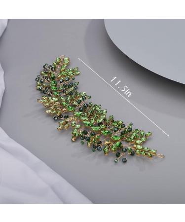 Chargances Bridal Crystal Hair Vine Wedding Green Rhinestone Headband Fashion Bride Gemstone Hair Vine Wedding Prom Flower Girl Hair Accessories for Women and Girls (Green) - Buy Online on GoSupps.com