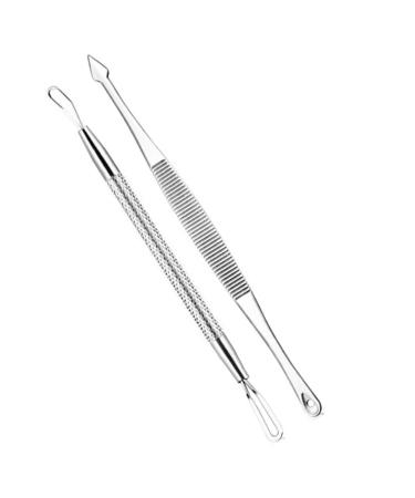 Blackhead Remover Pimple Popper Tools 2 PC Set Krisp Beauty Acne Comedone Zit Extractor Remover Kit for Nose Facial Pore  Face Blemish Whitehead Popping Extraction  Stainless Steel