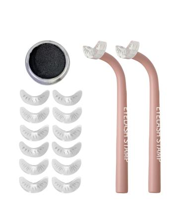 Lower Eyelash Stamp - Easily Apply Stamp for Natural Lower Eyelashes | Eye Lashes Beauty Products for Party Traveling Home Working Dating Gathering Hamil Pink Left and Right Handles + 6 Pairs of Replaceme