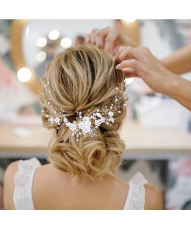 ISLHJDD Flower Bride Wedding Hair Vine Pearl Hair Accessories Bridal Hair Clip Bridal Headband Headpiece for Women and Girls (Silver) - Buy Online on GoSupps.com