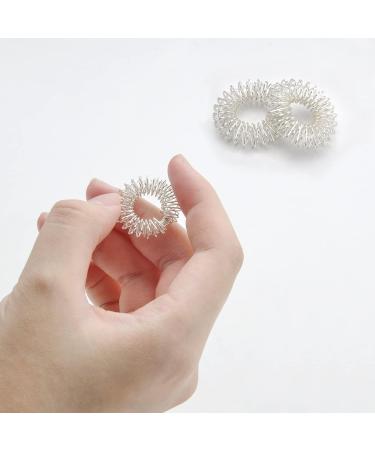 Magnetic Massage Ball & Acupressure Ring Set - 2 Hedgehog Balls & 3 Massage Rings for Stress Relief - Silver - Buy Online on GoSupps.com