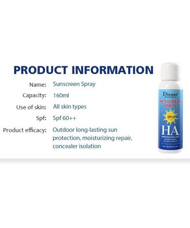 Sunscreen Spray SPF50+ with Hyaluronic Acid & Snail Extract - Hydration & Repair for UVA/UVB Protection | 160ml - Buy Online on GoSupps.com