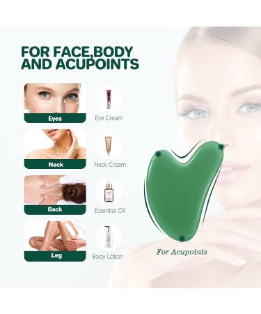 Buy Heart Shape Gua Sha Stones | Jade Facial Massage Tool for Skin Care & Relaxation - Green - Buy Online on GoSupps.com