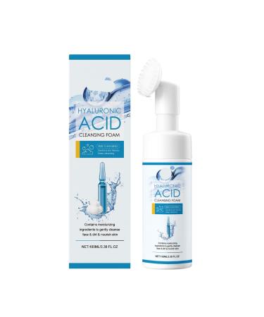 Hyaluronic Acid Foam Facial Cleanser - Gentle Deep Cleaning Moisturizing & Hydrating Anti-Wrinkle Remove Dirt & Oil Unclog Pores(2PCS) 1 Count (Pack of 1)