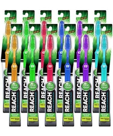 Reach Crystal Clean Soft Toothbrush 10 Assorted Colors - 12 Count Pack - Buy Online on GoSupps.com