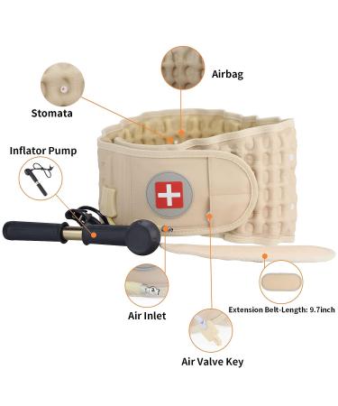 Tempsnug Decompression Back Belt for Lower Back Pain Relief - Lumbar Air Traction Device for Adults, One Size Fits 29-49 Waist - Beige - Buy Online on GoSupps.com