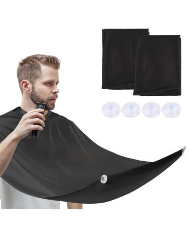 Catime 2 pieces Beard Shave apron black shaving cloak with 2 suggestions waterproof beard apron white for men black razor gifts for men