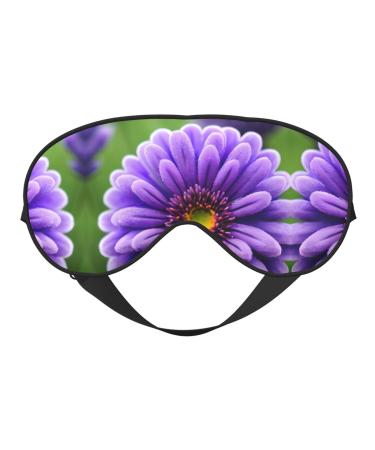 Purple Lavender Flower Print Unisex Sleeping Eye Mask Soft Comfortable Light-Blocking Eye Mask Black