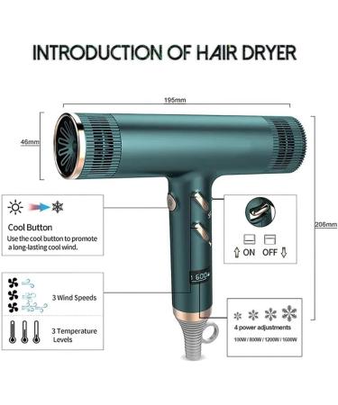 Hair Dryer Diffuser Hairdryer Hairdryers for Women Travel Blow Dryer Curly Hair Lightweight High Rotation Speed Brushless Portable Negative Ions Quick Dry Wind Adjustable (195X206X46mm White) 195X206X46mm White - Buy Online on GoSupps.com