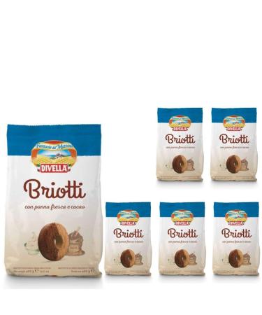 Divella Divella Briotti Biscuits with Fresh Cream and Cocoa 6 Packs of 400 Grams