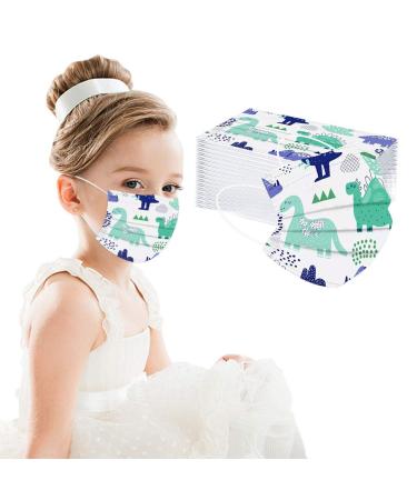 50 Pcs Kids Face Cover Disposable 3 Ply Cute Cartoon Printing Face Bandanas (#22)