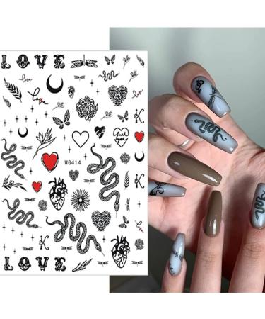 Dark Skull Heart Cupid Angel Lips Ghost Nail Art Stickers - 3D Self Adhesive Decals for Acrylic Nails (6 Sheets) - Buy Online on GoSupps.com