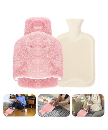 HRKVSK foot warmer without electricity foot warmer hot water bottle 2l hot water bottle for the feet 2 in 1 foot warmer Handwarmer super soft and warm foot heat bottle for women men adult (pink)