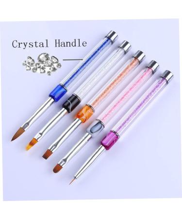 Beavorty manicure tools professional false tip builder brush flat brush pen dual brush pens nail brush flat pen purple medium Purple - Buy Online on GoSupps.com