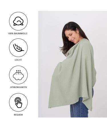 Shop Soft & Breathable Hillhill Cotton Breastfeeding Cover - Still Towel Snack Apron for Moms | Portable Nursing Gift in Blue & Greyish Green - Buy Online on GoSupps.com