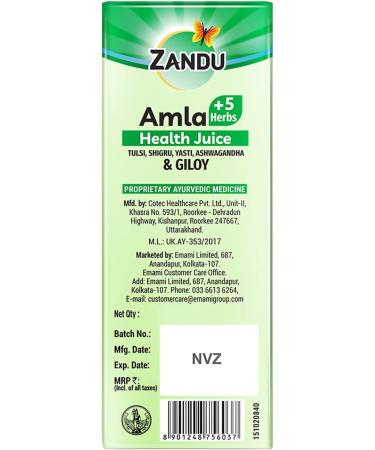 Amla + 5 herbs juice by Zandu - Buy Online on GoSupps.com