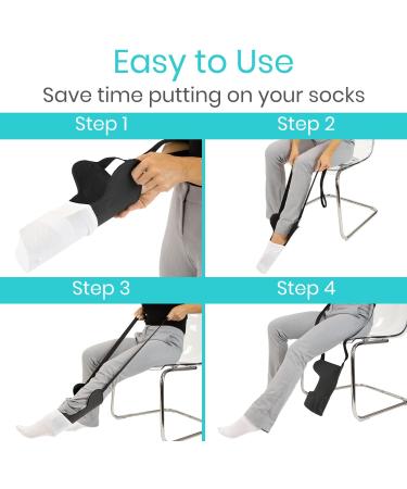 Vive Flexible Sock Aid Tool Compression Stocking Assist Device for Elderly and Seniors Easy On Easy Off Sock Donner Aid Ideal for Limited Reach and Disabilities Black - Buy Online on GoSupps.com