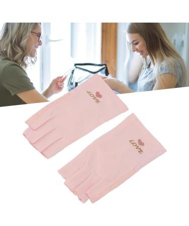Gel Manicure Gloves | UV Protection Fingerless Hand Skin Cover | Pink Cotton Nail Lamp Gloves for Home Salon - Buy Online on GoSupps.com