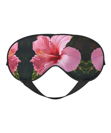 SSIMOO Hawaii Red Flower Print Double-Sided Eye Mask Soft and Light Blocking for Enhancing Sleep Quality Black
