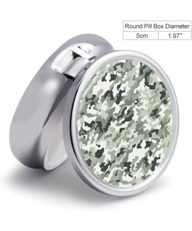 Round White Camouflage Pill Box - 3 Compartment Metal Organizer | Portable & Decorative Pocket Pill Case - Style-37 - Buy Online on GoSupps.com