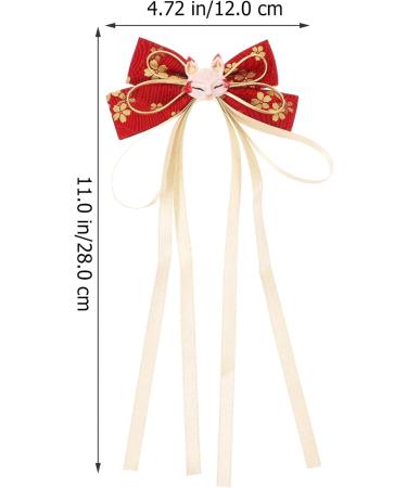 LIFKOME Chinese Style Bow Hair Clip Long Tail Tassel Ribbon Hair Barrette Vintage Hanfu Hair Bows Ponytail Holder Accessories for Women Girls Kids (Red) - Buy Online on GoSupps.com